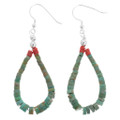 Green Turquoise Heishi Beaded Navajo Earrings 42947