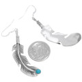 Sterling Silver Feather Earrings Turquoise Accents 43001
