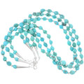 Bright Blue Green Turquoise Bead Necklace Sterling Silver Accents 43096