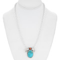 Native American Coral Turquoise Pendant 43105