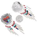 Inlaid Sterling Heart Earrings Beaded Fringe Dangles 43163