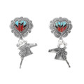 Six Shooter Horse Inlaid Turquoise Heart Earrings 43166