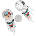 Zuni God's Eye Sterling Silver Dangle Earrings 43171