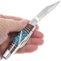 Inlaid Spiderweb Turquoise Pocket Knife 43525