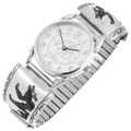 Vintage Hopi Overlaid Silver Bear Watch 43290