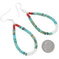 Shell Coral Turquoise Beaded Hoop Dangle Earrings 43410