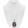 Sterling Silver Micro Inlay Kachina Galaxy Gemstone Pendant with Chain 43579