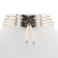 Black White Beaded Bone Choker 43608