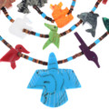 Turquoise Eagle Fetish Carving Three Strand Beaded Necklace 43625