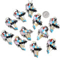 Colorful Gemstone Inlay Sterling Silver Native American Parrot Pendant 42304