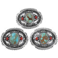 Spiderweb Turquoise Sterling Silver Belt Buckle 43737