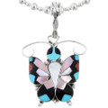 Turquoise Zuni Inlay Butterfly Pendant 43741