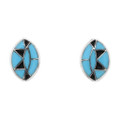 Blue Turquoise Inlaid Zuni Earrings 43743