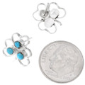 Blue Turquoise 3 Heart Clover Zuni Earrings 43754