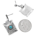 Authentic Navajo Sterling Silver Earrings Turquoise Accents 43786