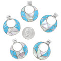 Zuni Geometric Gemstone Inlay Turquoise Pendants 43836