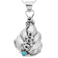 Sterling Silver Floral Turquoise Navajo Pendant 43890