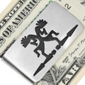 Native American Silver Money Clip Double Dancing  Kokopelli Design by Thomas Begay 0921