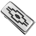 Silver Outlined Navajo Rug Design Money Clip by Thomas Begay 3698