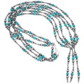 Native American Sterling Silver Turquoise Beaded Necklace 43984
