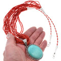 Native American Turquoise Coral Necklace 43987