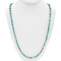 Beaded Navajo Sterling Silver Turquoise Necklace 44002