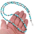 Kingman Turquoise Sterling Silver Desert Pearls Necklace 44002