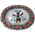 Apache Crown Dancer Turquoise Coral Belt Buckle 40606