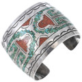 Vintage Inlay Turquoise Coral Navajo Cuff 44074