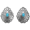 Sterling Silver Concho Navajo Southwest Turquoise Earrings 44110