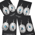 Native American Kingman Nugget Turquoise Earrings Silver Dangles 44116