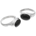 Onyx Ring Flat Black Matte Frosted Finish Sterling Silver Band 44120