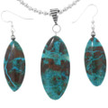 Teardrop Turquoise Pendant Earrings Set 44177