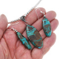 Turquoise Pendant Matching French Hook Earrings Artist Lula Begay 44177