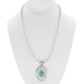 Sandcast Style Sterling Silver Pendant Turquoise Center Stone 44179