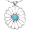 Sandcast Sterling Silver Pendant Turquoise Center Stone 44180