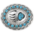 Sterling Silver Turquoise Bear Paw Belt Buckle 44316