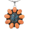 Sterling Spiny Oyster Bisbee Turquoise Pendant 44337