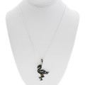 Sterling Silver Mixed Gemstone Space Design Flamingo Pendant 44342