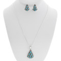 Native American Turquoise Necklace Earrings Set 44344