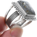 Genuine White Buffalo Sterling Silver Ring 44352