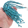 Natural Kingman Turquoise Nugget Chandelier Three Strand  Beaded Necklace 1967