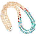 Navajo Beaded Necklace Shell Turquoise Coral Accents Artist Lula Begay 44420