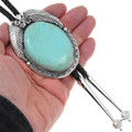 Navajo Sterling Silver Impressive Number 8 Turquoise Bolo Tie 44447