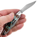 Turquoise Jet Folding Pocket Knife Navajo Artist Dorris Yazzie Signed 44451