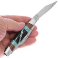 Turquoise Jet Folding Pocket Knife Navajo Artist Dorris Yazzie Signed 44451