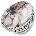 Sterling Silver White Buffalo Ring 44476