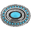 Natural Sleeping Beauty Turquoise Sterling Silver Belt Buckle 44477