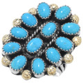 Navajo Sterling Silver Turquoise Ring Gold Accents 44483