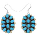 Native American Sterling Silver Turquoise Earrings Gold Accents 44484